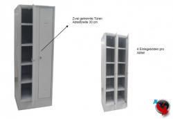 Wäsche-Wäsche-Spinde Stahl - 30 cm Abteilbreite - Gesamtbreite 60 cm - sofort lieferbar - 2 Drehriegel - links und rechts Böden -  der ideale Wohnheimspind für 2 Personen !